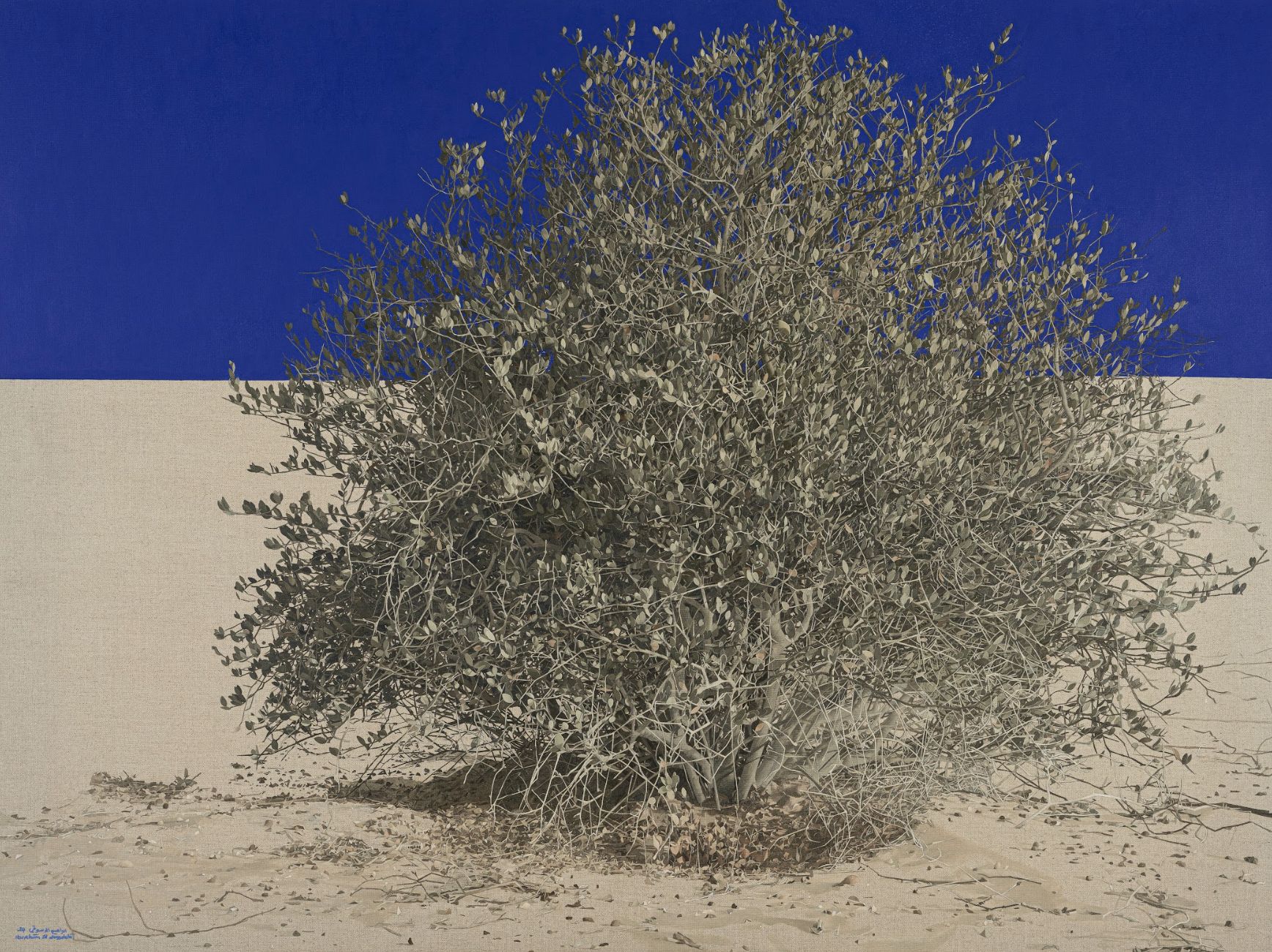 The Olive Tree 1, 2023 — Oil on clear primed canvas, 150 × 200 cm.