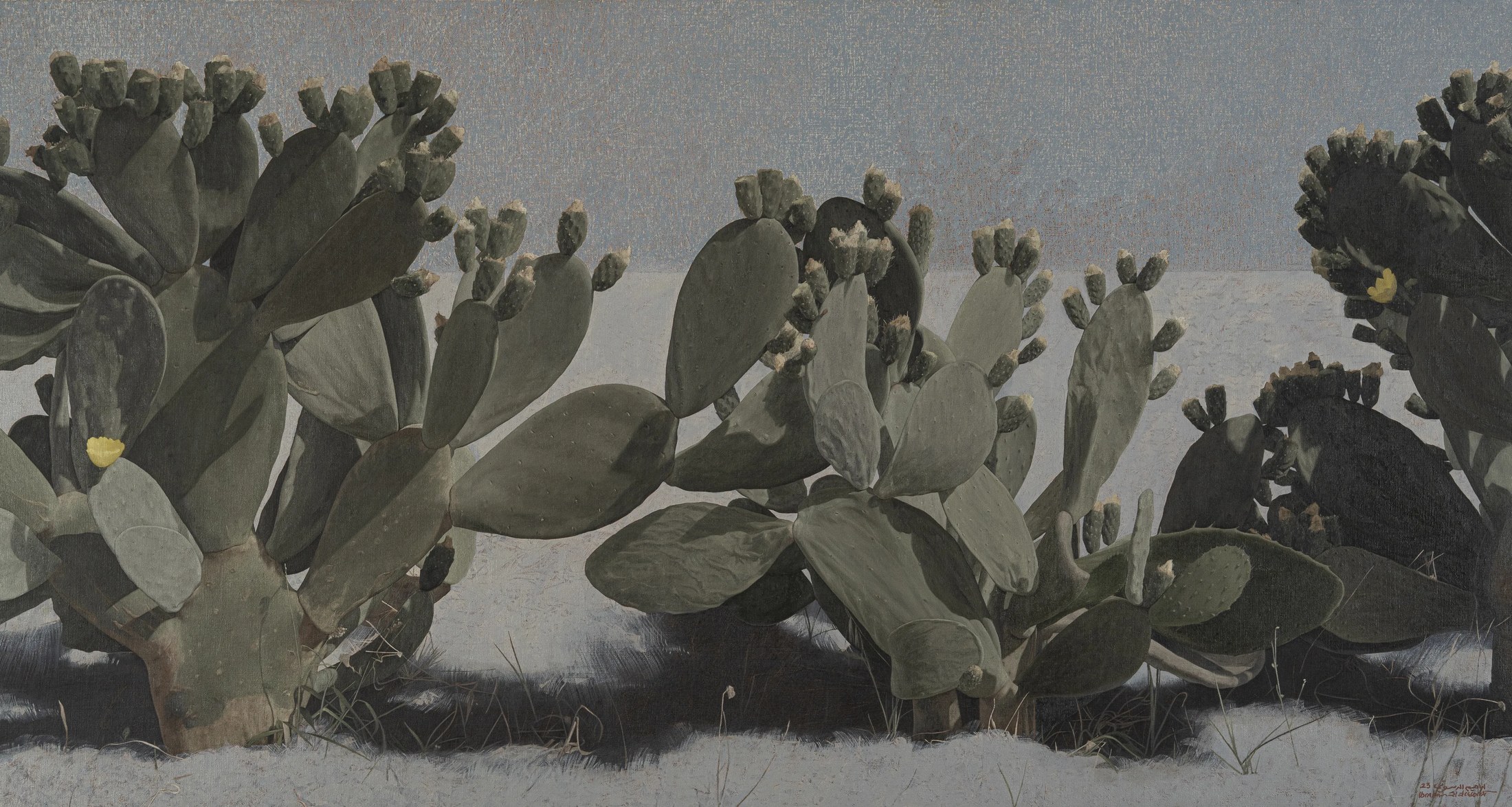 Cactus 4, 2023 — Oil and oil bars on canvas, 110 × 205 cm.