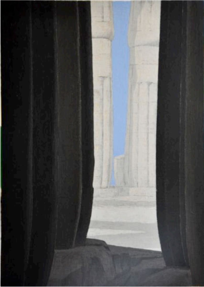 Columns 6, 2019 — Oil and oil bars on canvas, 42.5 × 30 cm.